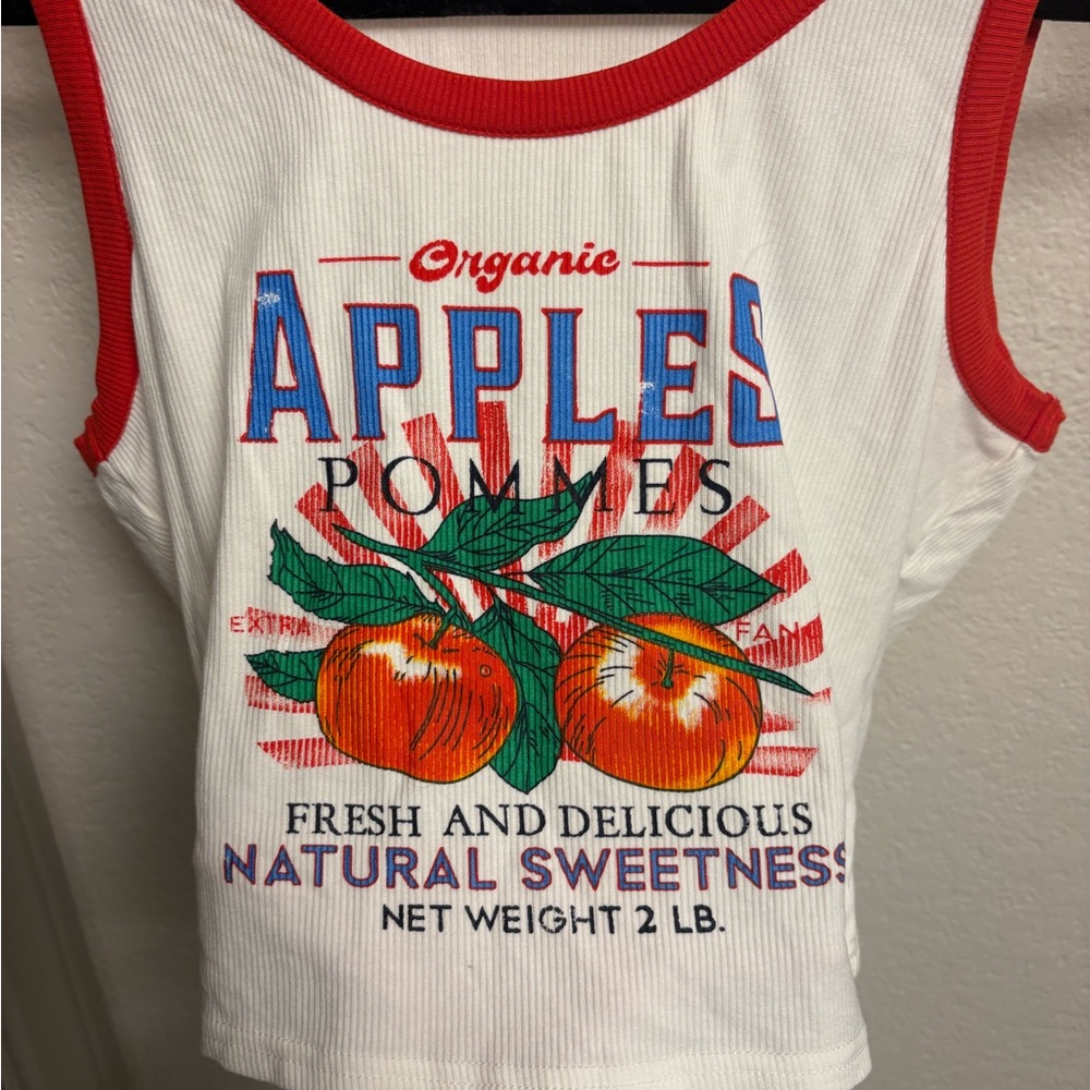 SOLD. Organic Apples Pommes Kids Tank Top - Red & White